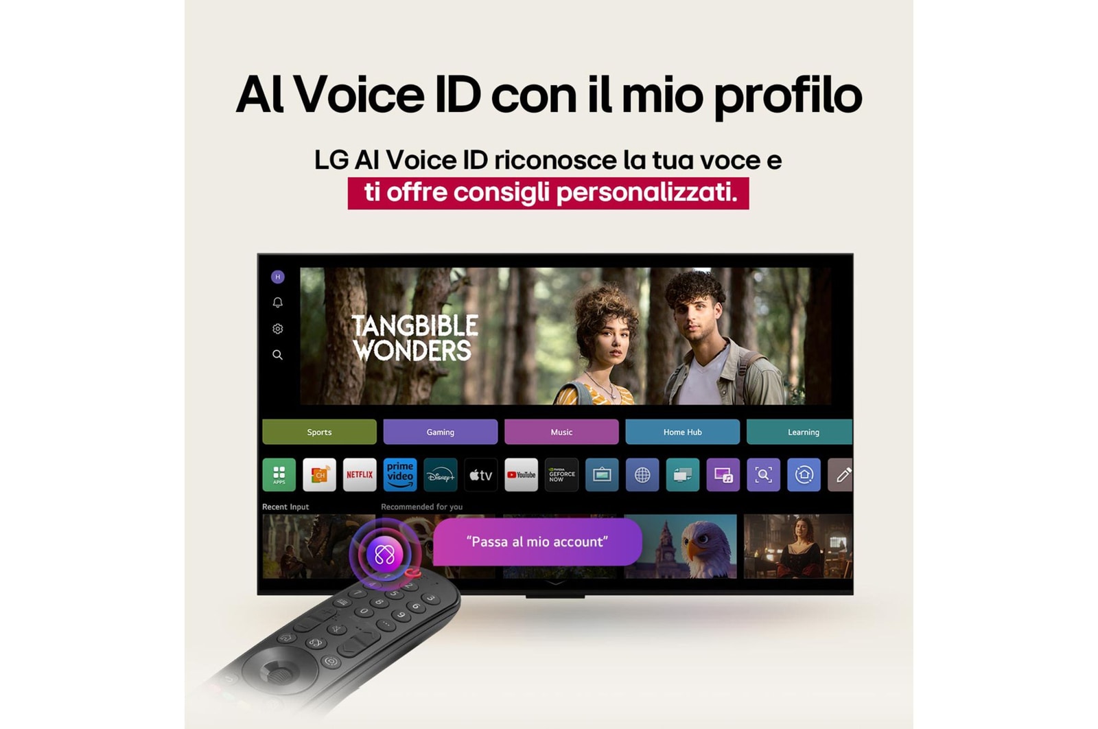 Caratteristica Telecomando Puntatore AI con AI Voice ID